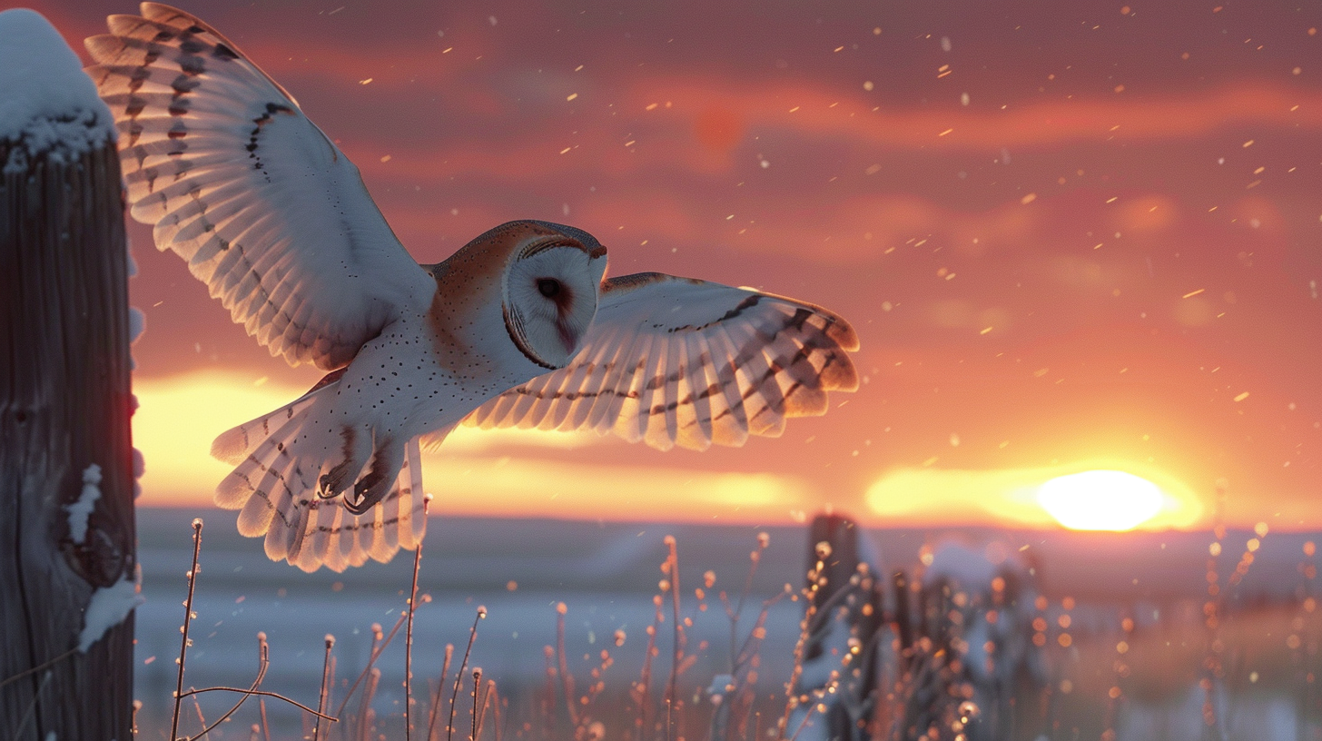 Barn owl in flight