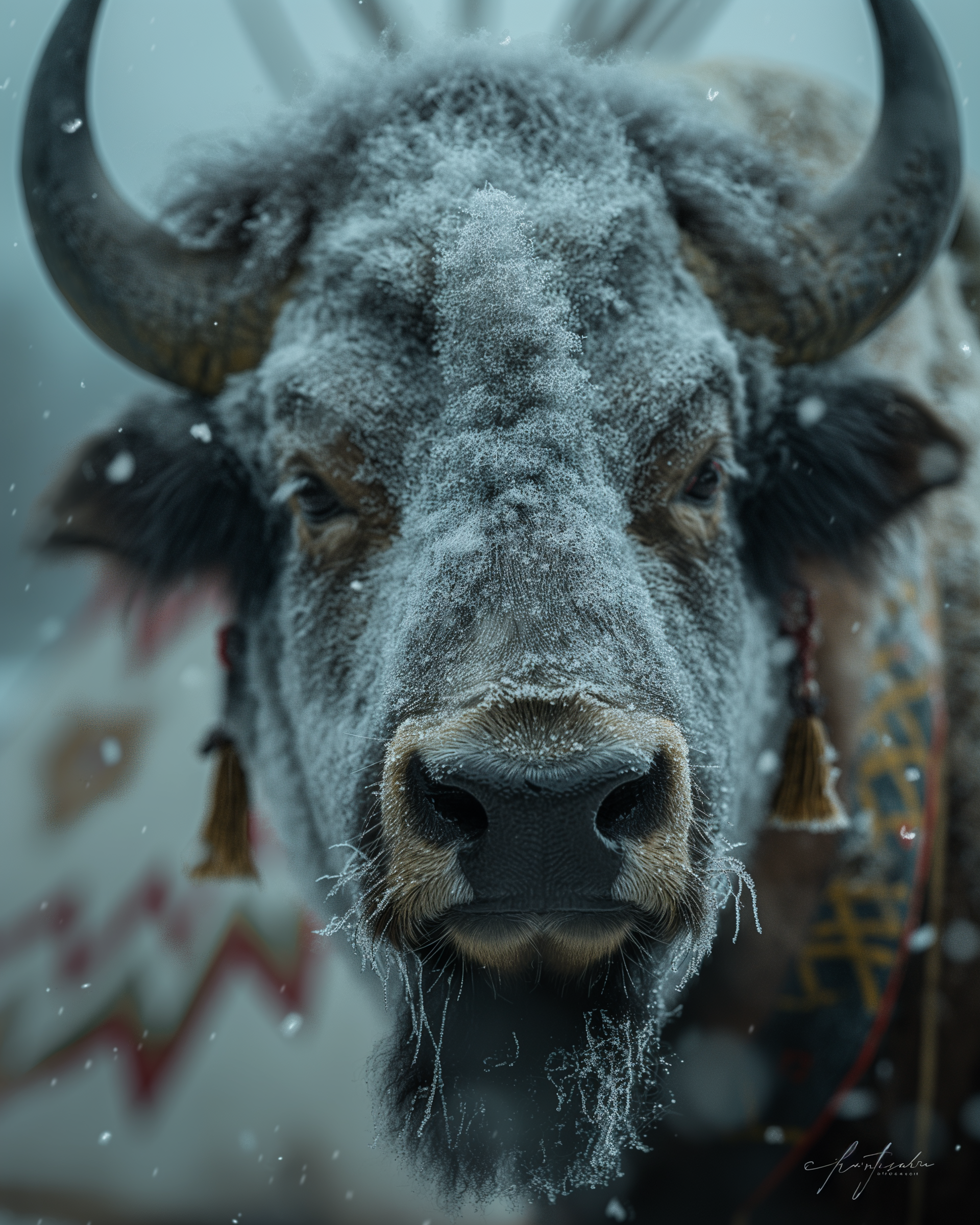 Buffalo with tribal adornment