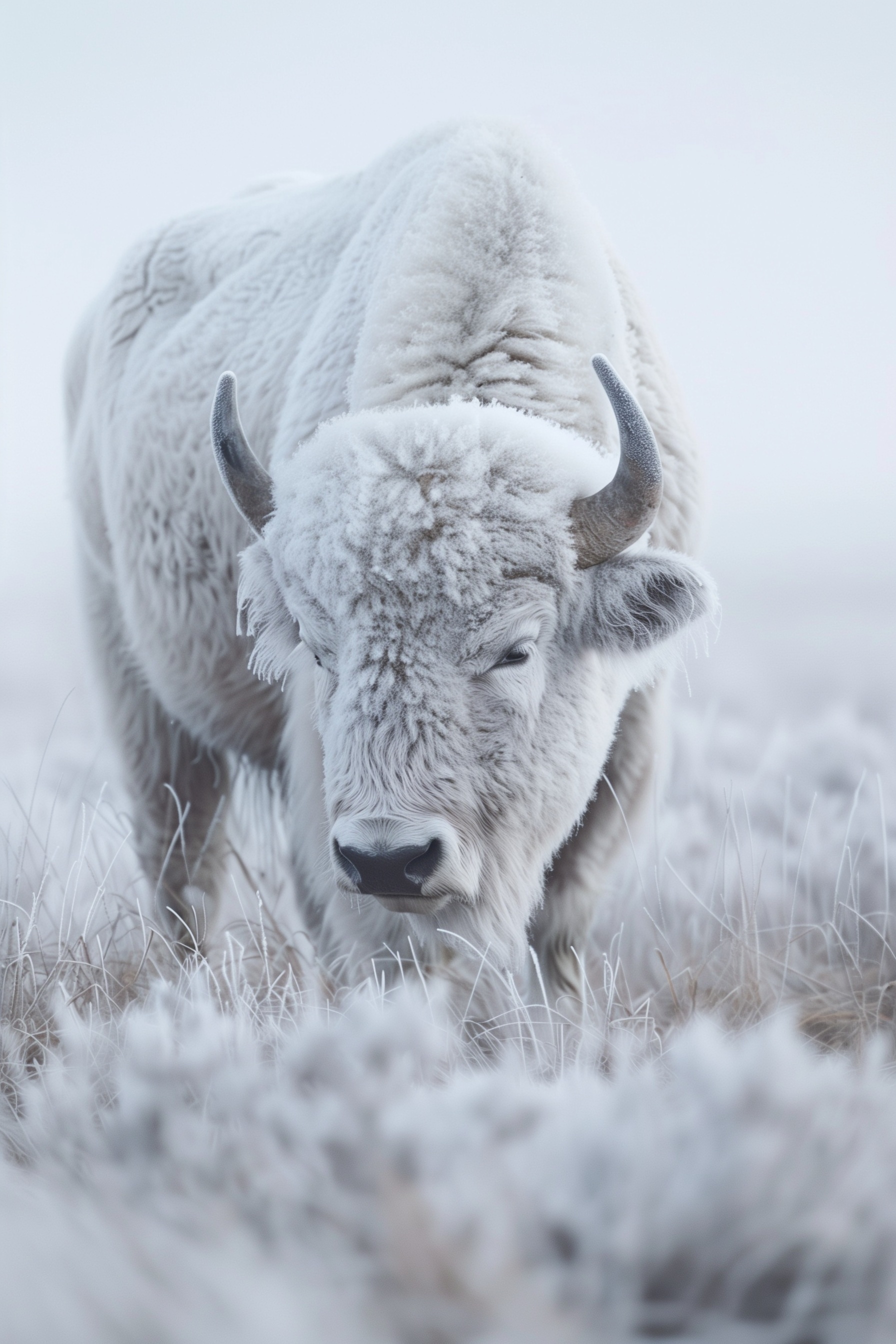 White buffalo on the prairie